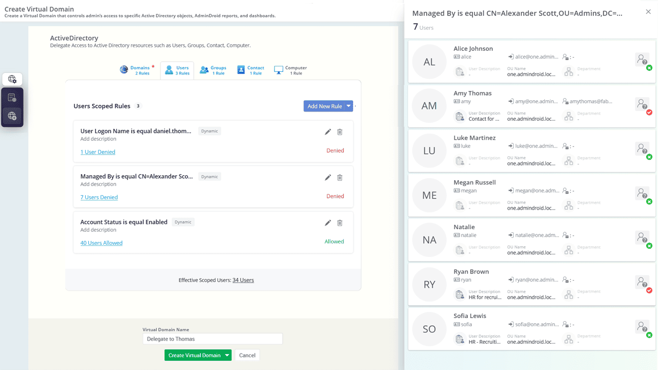 Delegate specific users, groups, computers in AD